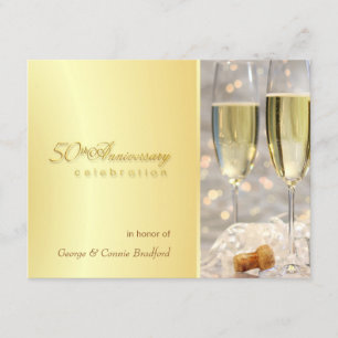 Golden 50th Anniversary Party Invitations