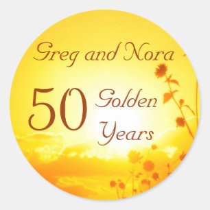 Golden 50th Anniversary Sticker Customisable