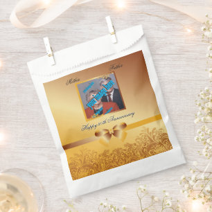 Golden 50th Anniversary Wedding Photo Template Favour Bags
