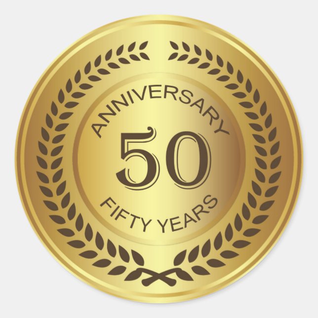 Golden 50th Anniversary with laurel wreath Sticker (Front)