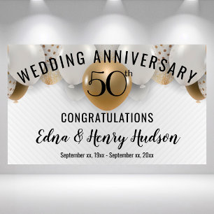 Golden 50th Wedding Anniversary Banner