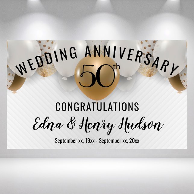 Golden 50th Wedding Anniversary Banner (Golden 50th Wedding Anniversary Banner)