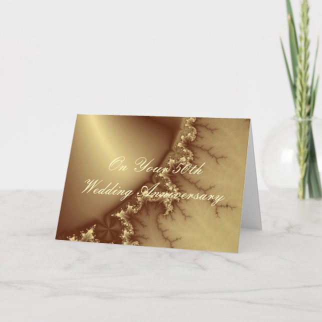 Golden 50th Wedding Anniversary Card (Front)