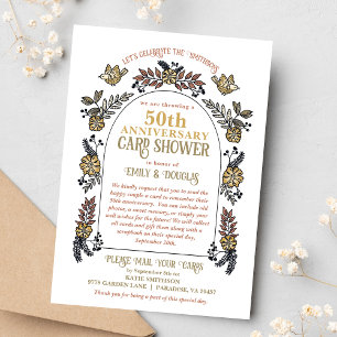 Golden 50th Wedding Anniversary Card Shower