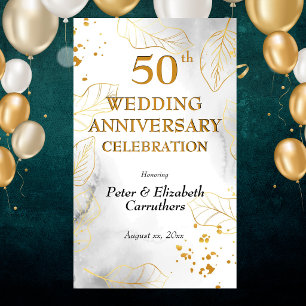 Golden 50th Wedding Anniversary Celebration Banner