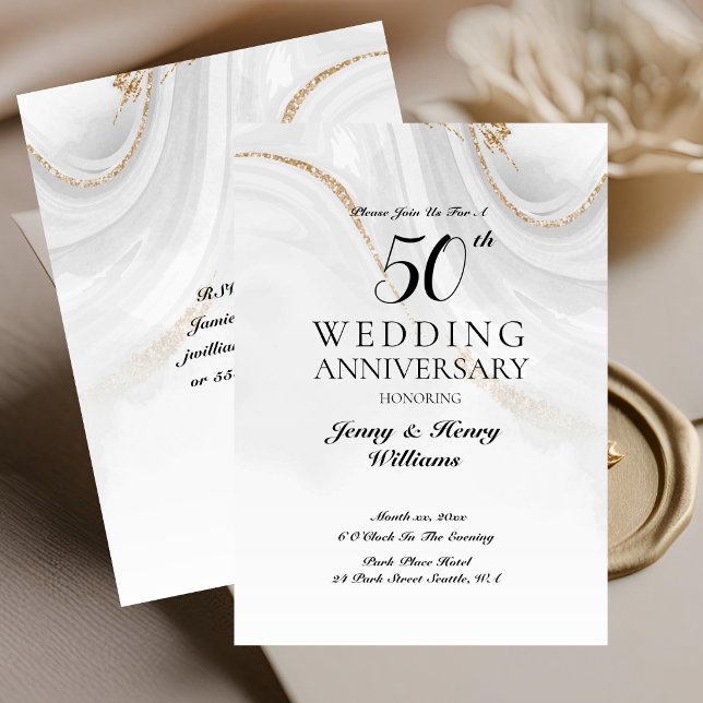 Golden 50th Wedding Anniversary Celebration Invitation (Golden 50th Wedding Anniversary Celebration Invitation)