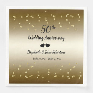 Golden 50th Wedding Anniversary Confetti Elegant Napkin