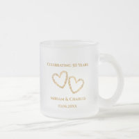 Golden 50th Wedding Anniversary Heart Personalised