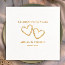 Golden 50th Wedding Anniversary Heart Personalised