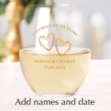 Golden 50th Wedding Anniversary Heart Personalised
