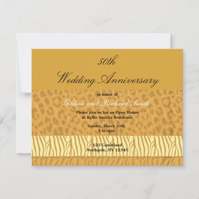 Golden 50th Wedding Anniversary Invitation (Front)