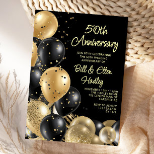 Golden 50th Wedding Anniversary Invitation