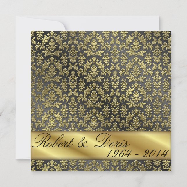 Golden 50th Wedding Anniversary Invitation Gold (Front)
