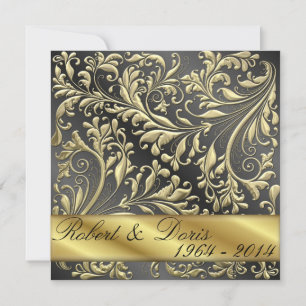 Golden 50th Wedding Anniversary Invitation Gold