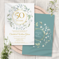 Golden 50th Wedding Anniversary Laurel Greenery 