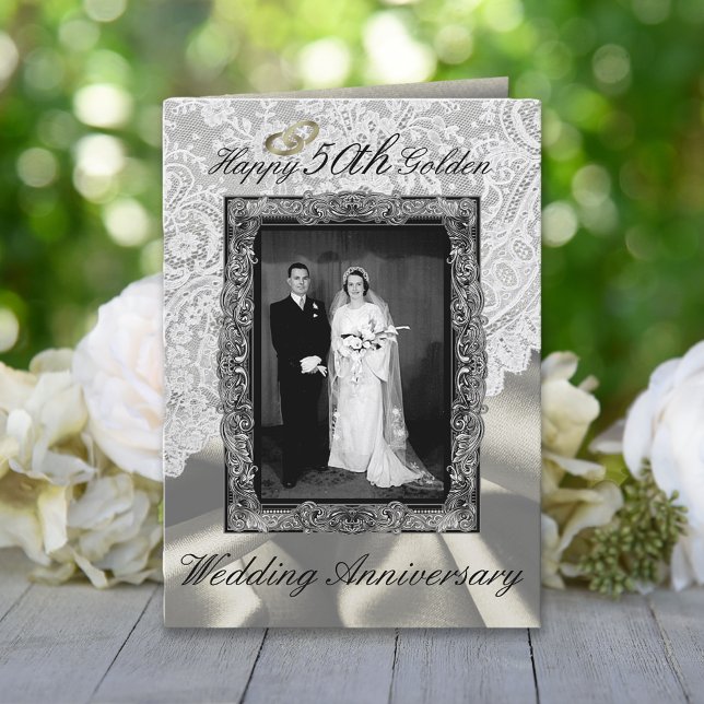 Golden 50th Wedding Anniversary Modern Card (Creator Uploaded)