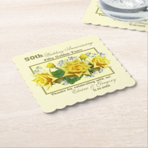 Golden 50th Wedding Anniversary Paper Coaster