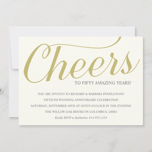 Golden 50th Wedding Anniversary Party Invitation (Front)