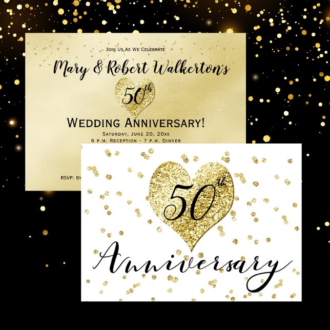 Golden 50th Wedding Anniversary Party Invitation (Creator Uploaded)