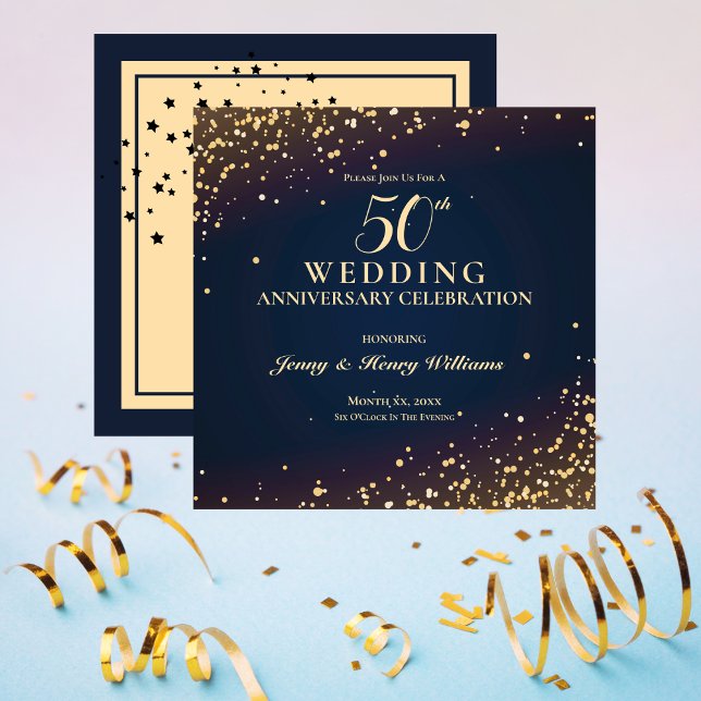 Golden 50th Wedding Anniversary Party Invitation (Golden 50th Wedding Anniversary Party Invitation)
