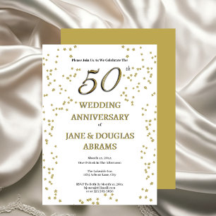 Golden 50th Wedding Anniversary Party Invitation