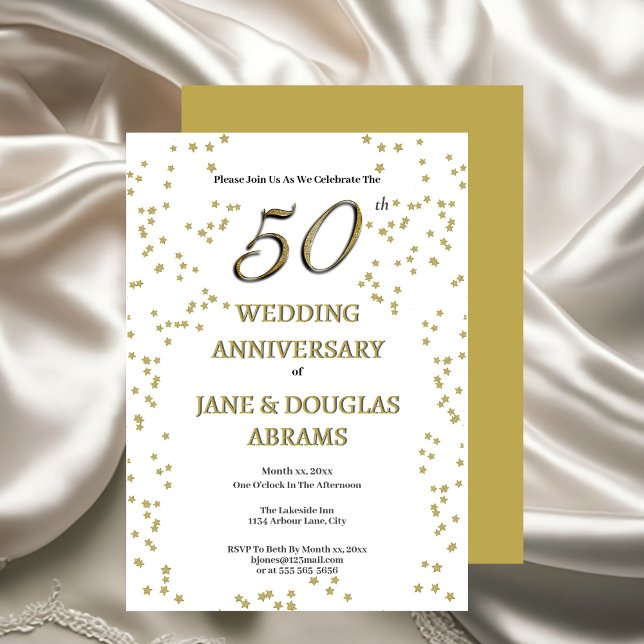 Golden 50th Wedding Anniversary Party Invitation (Golden 50th Wedding Anniversary Party Invitation)