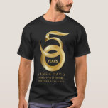 Golden 50th Wedding Anniversary Personalised Party T-Shirt<br><div class="desc">NOTE - these are printed images of gradient gold metallic... not actually foil embossed print on fabric (to get foil embossing on fabric would cost at least 3 times as much). Personalise this sophisticated, contemporary, simple, elegant gold 50th anniversary top/t-shirt for a friend/relatives 50th anniversary. A quality keepsake for such...</div>