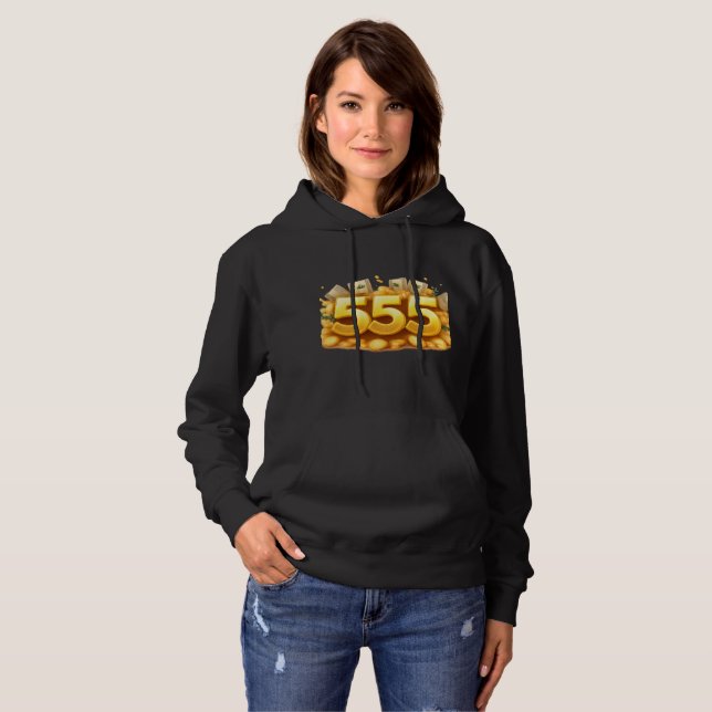 Golden 555 Hoodie – Spiritual & Stylish Black Hood (Front Full)