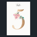 Golden 5 Floral Table Number Card<br><div class="desc">Golden number with soft pastel floral embelishment table number card. Personalise text font style,  size,  and colour.</div>