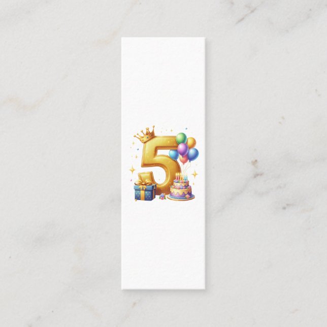 Golden 5th Birthday Calling Card (Front)