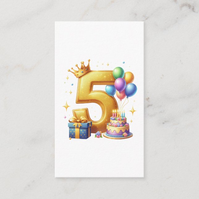 Golden 5th Birthday Enclosure Card (Front)