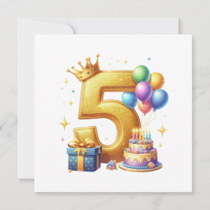 Golden 5th Birthday Invitation