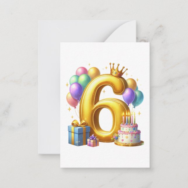 Golden 6th Birthday Card (Front)