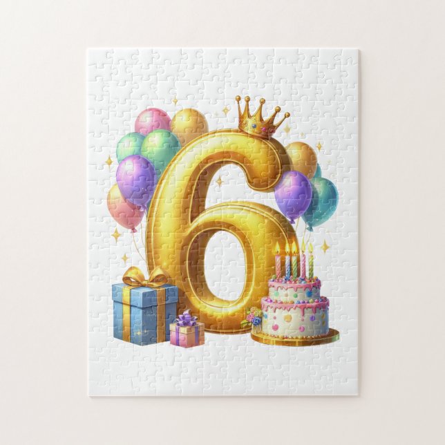 Golden 6th Birthday Jigsaw Puzzle (Vertical)