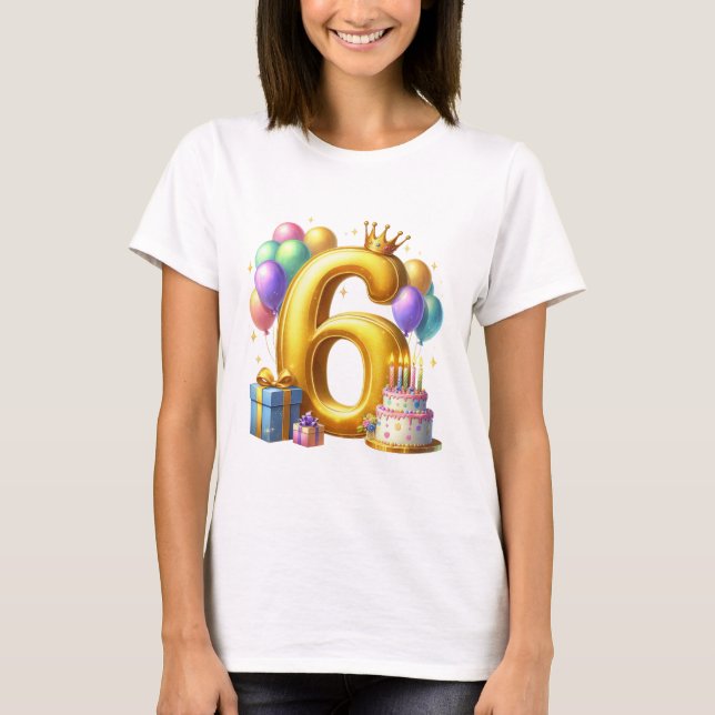 Golden 6th Birthday T-Shirt (Front)