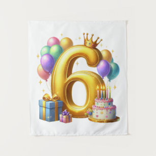Golden 6th Birthday Tapestry