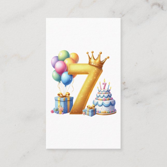 Golden 7th Birthday Business Card (Front)