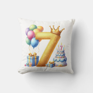 Golden 7th Birthday Cushion