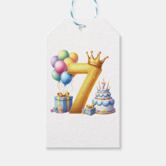 Golden 7th Birthday Gift Tags