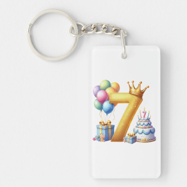 Golden 7th Birthday Key Ring (Front)