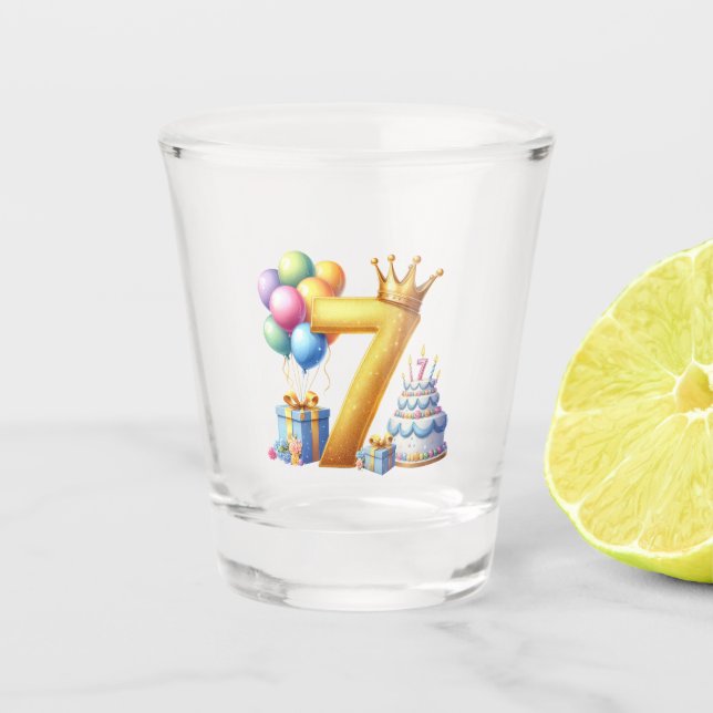 Golden 7th Birthday Shot Glass (Front)