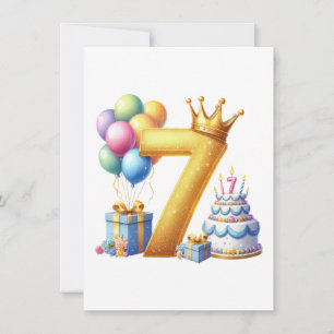 Golden 7th Birthday Thank You Card