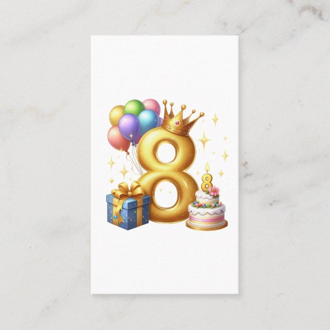 Golden 8th Birthday Business Card (Front)