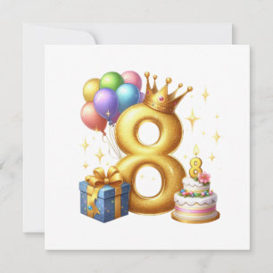 Golden 8th Birthday Invitation