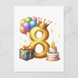 Golden 8th Birthday Postcard
