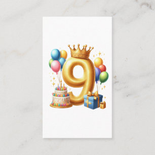 Golden 9th Birthday Business Card