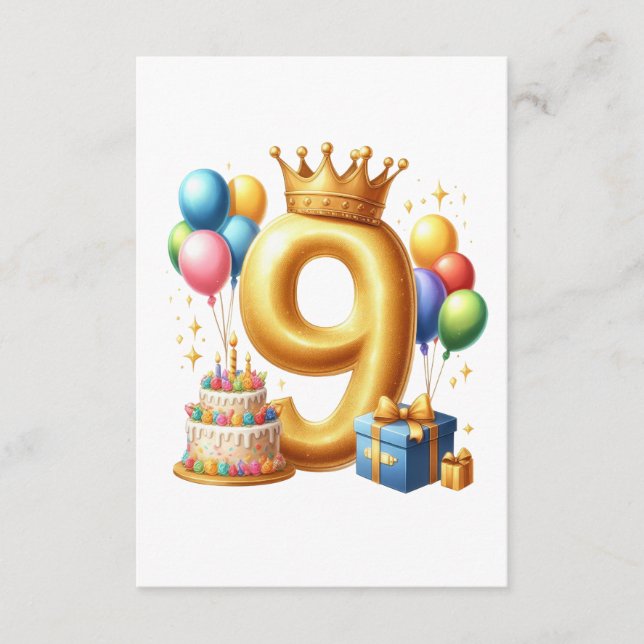 Golden 9th Birthday Enclosure Card (Front)