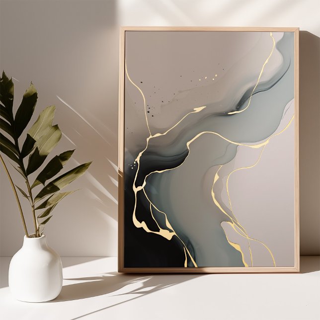 Golden Abstract Art Illuminated Poster Foil Gold (Creator Uploaded)