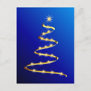 Golden Abstract Christmas Tree Holiday Postcard