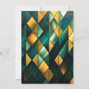 Golden Abstract Green Geometric  Holiday Card